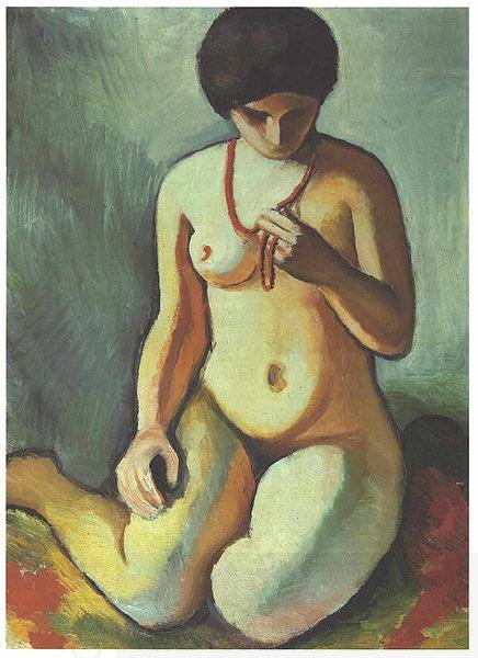 August Macke Female nude with coral necklace China oil painting art